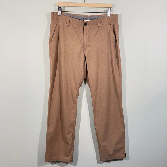 Under Armour Men's Tan Perforated Tapered Leg Golf Pants Size 38 x 32 - Picture 1 of 8